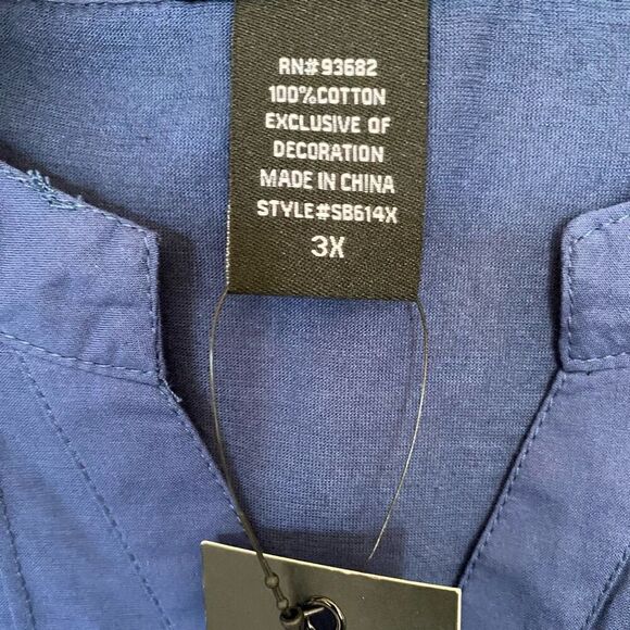 Liv Los Angeles 100% Cotton Navy Pleated Embroidered Tunic NWT Plus Size 3X - Picture 5 of 7